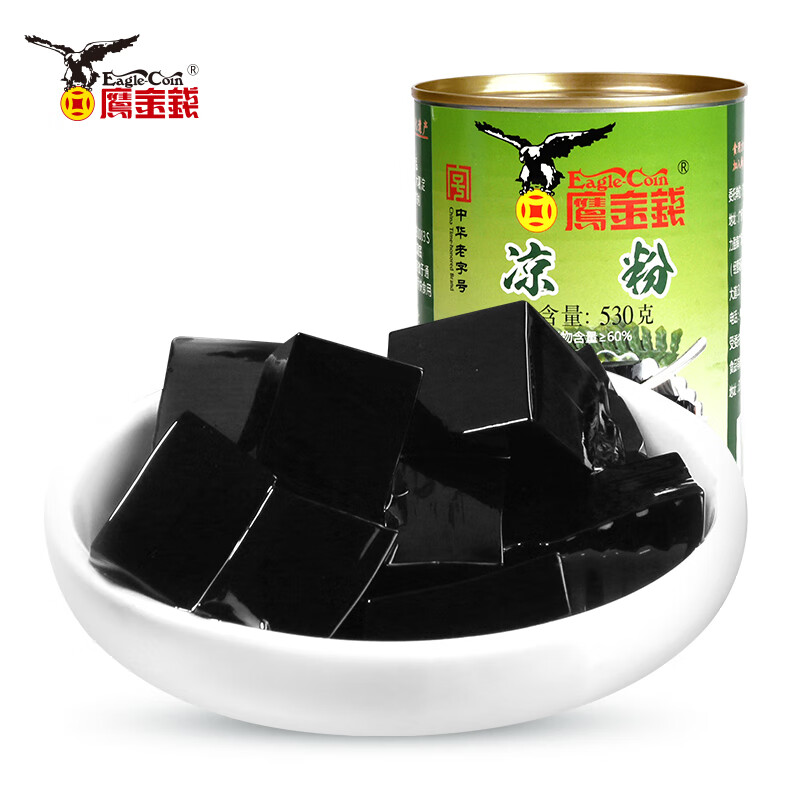 鷹金錢燒仙草涼粉罐頭黑涼粉免煮龜苓膏奶茶甜品零食清涼即食 燒仙草涼 燒仙草涼粉530g*4罐