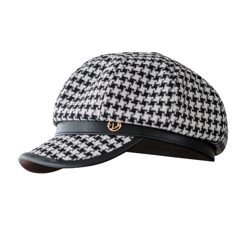 迷人微笑贝雷帽女春秋季鸭舌帽子女秋冬天英伦千鸟格文艺复古八角帽价格走势，多款选择|贝雷帽历史价格曲线