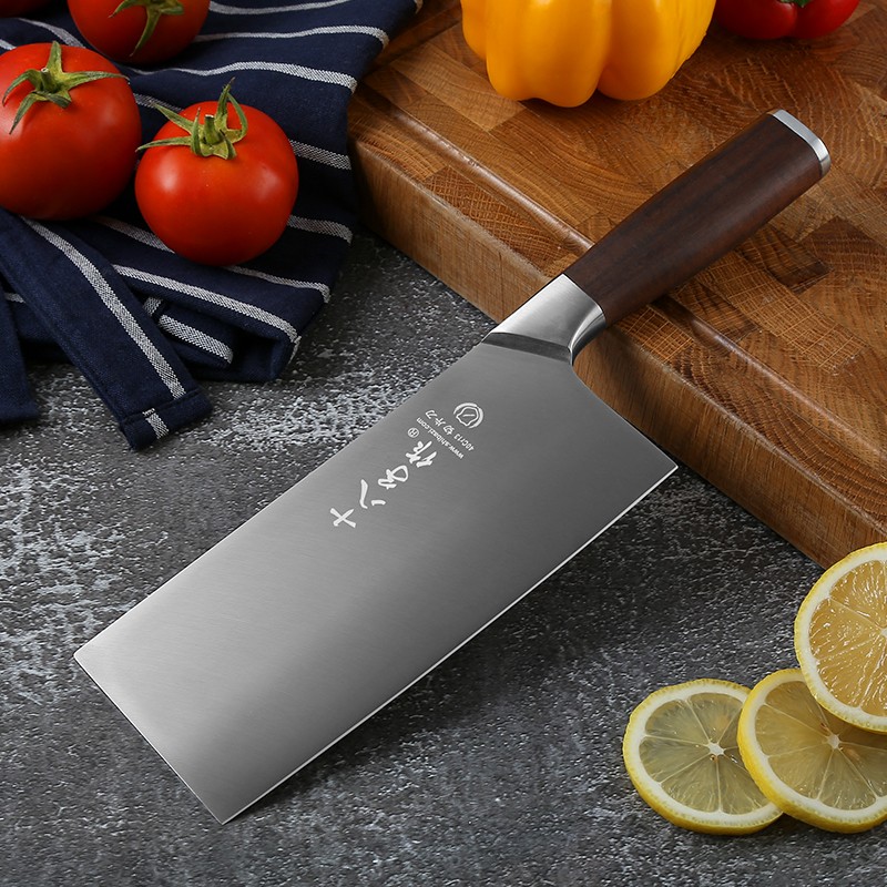 十八子作 阳江刀具家用厨房不锈钢切片菜刀切肉刀紫檀碳化手柄40Cr13单刀 铭锦切片刀丨切菜切肉丨约350克