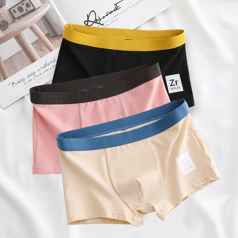 头大码运动纯色平角裤青少年中腰底裤时尚纯色潮牌宽松舒适透气裤衩子