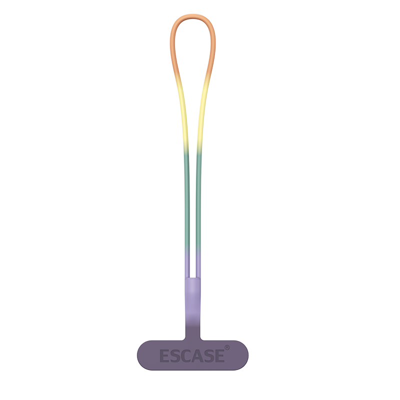 ESCASE 手機(jī)掛繩手腕繩 適用蘋(píng)果16promax手機(jī)防盜繩短款硅膠一體式手機(jī)夾片/貼片鑰匙繩帶紫彩虹
