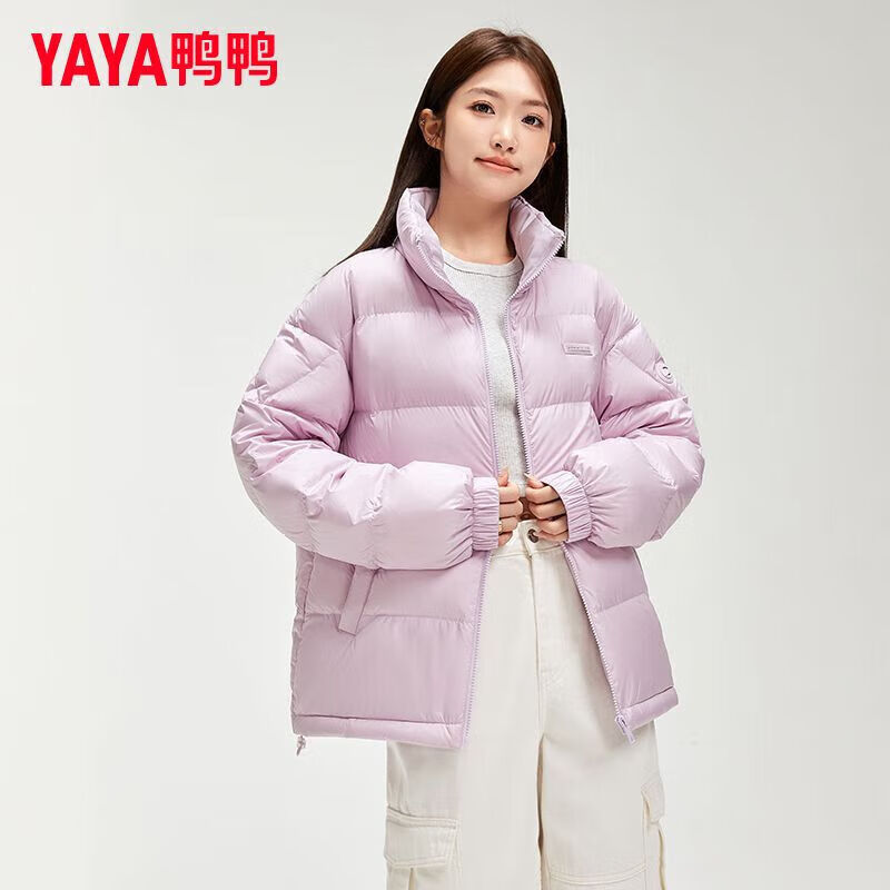 鸭鸭（YAYA）2025年冬季新款面包服羽绒服男女同款时尚短款立领保暖外套 青光黑色 M 【110-130斤】