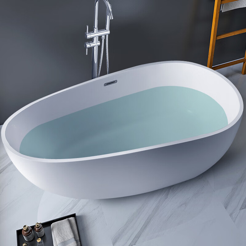 艾戈恋家 日式深泡浴缸网红家用浴缸 成人异形薄边独立浴缸简易亚克力浴池 白色（不含龙头） 1.3米