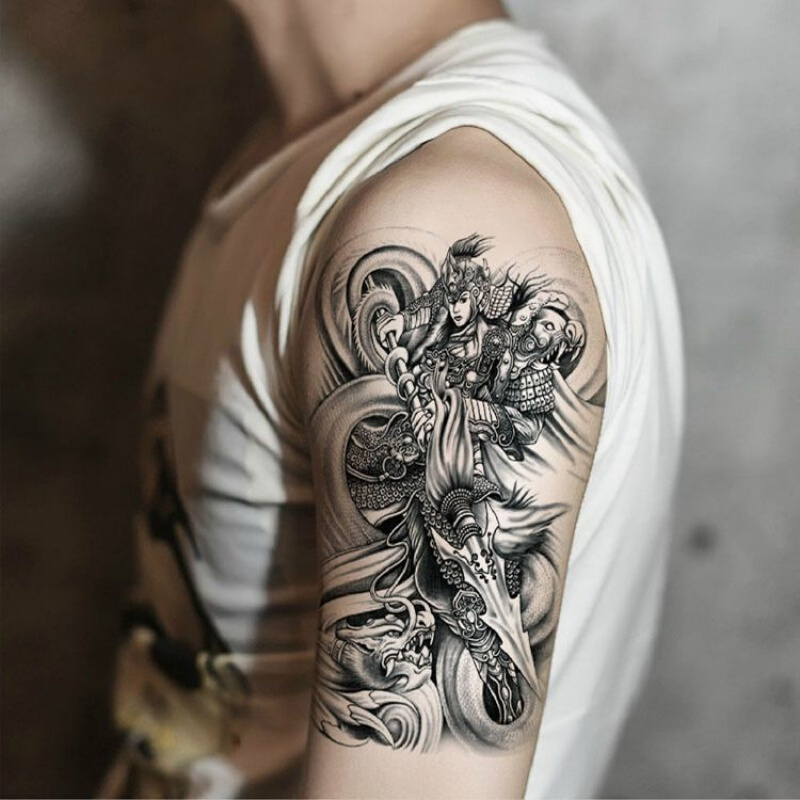 vieruodis青龙战神赵子龙赵云纹身贴 男女防水纹身贴纸 花臂仿真刺青