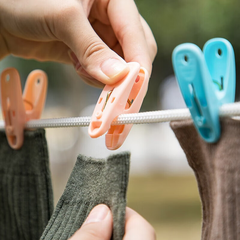 茶花夹子裤夹塑料晾衣夹 洗衣晒夹晒被子夹子衣架衣服夹子 颜色随机 【24夹】配收纳篮1个