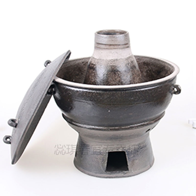 家用老式木炭砂火鍋傳統(tǒng)燒炭土暖鍋特大分體燒炭火鍋爐飯店涮肉鍋 分體口徑24厘米 適合1-3人使用