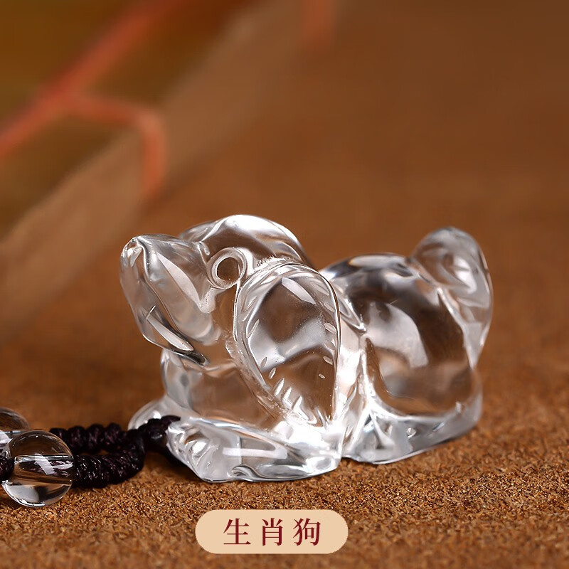 奕静天然白水晶小老虎吊坠男女立体十二生肖虎项链首饰本命年礼物挂件