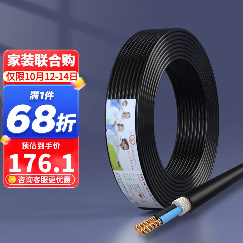 德力西（DELIXI） 电线电缆RVV二芯三芯软护套线2.5平电源线铜芯国标铜线黑色 RVV 2芯*1.5平方（50米）属于什么档次？
