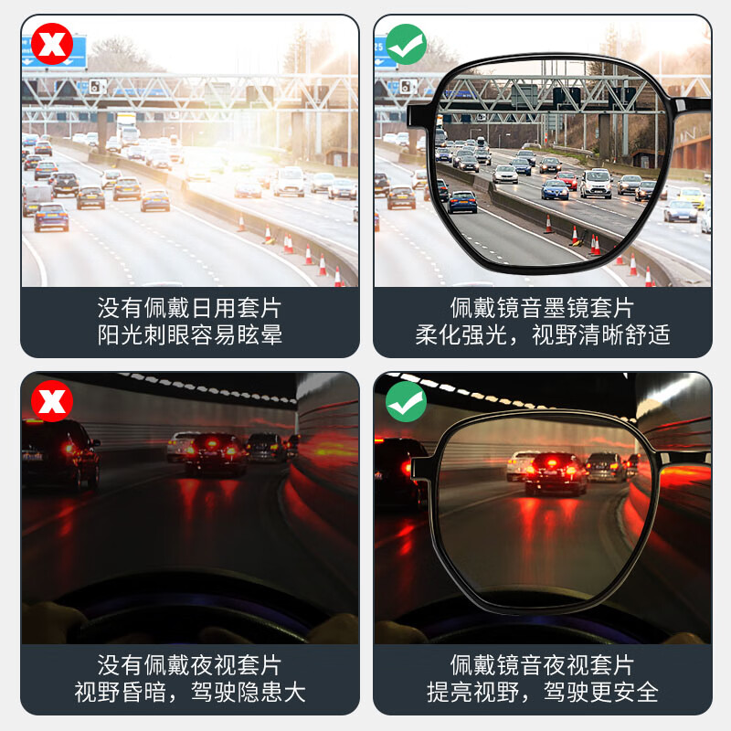 蔡司（ZEISS）镜片磁吸近视墨镜男可配带度数偏光镜开车驾驶专用三合一太阳镜女 黑色镜框 送3磁吸片 配康美达1.56防雾防蓝光镜片 0-600度