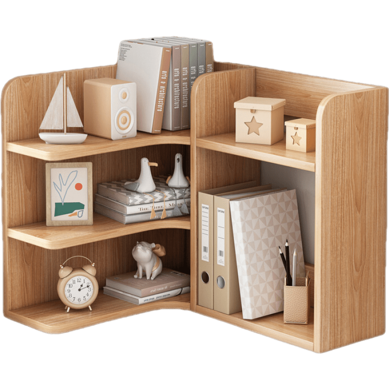 醉季 桌上书架置物架书桌简易办公转角桌子学生简约桌面整理收纳 【不带抽屉】橡胶木色右侧60x50 分隔储物经久耐用