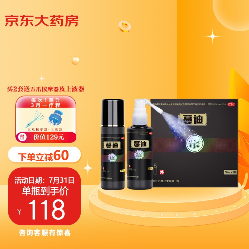 口服皮肤用药推荐:蔓迪米诺地尔酊60ml*2