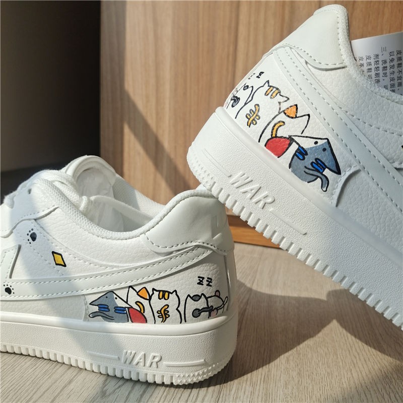 回力2021运动休闲鞋春季小白鞋男鞋情侣潮流个性板鞋皮面鞋子男涂鸦