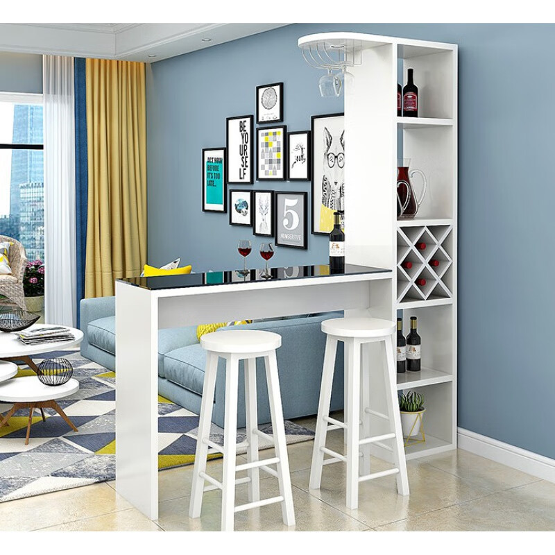 吧台现代简约玄关隔断餐桌小户型酒吧台一体桌靠 白色100长度*30宽度*