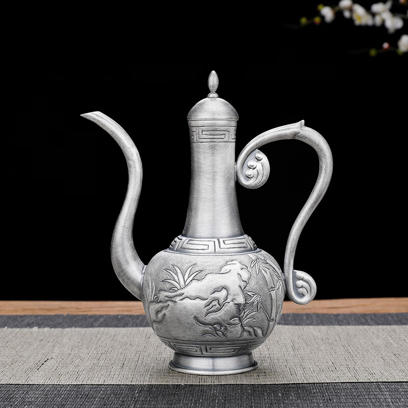 zysy知音岁月 足银999酒壶酒具纯手工錾刻竹节复古中式家用小酒具套装