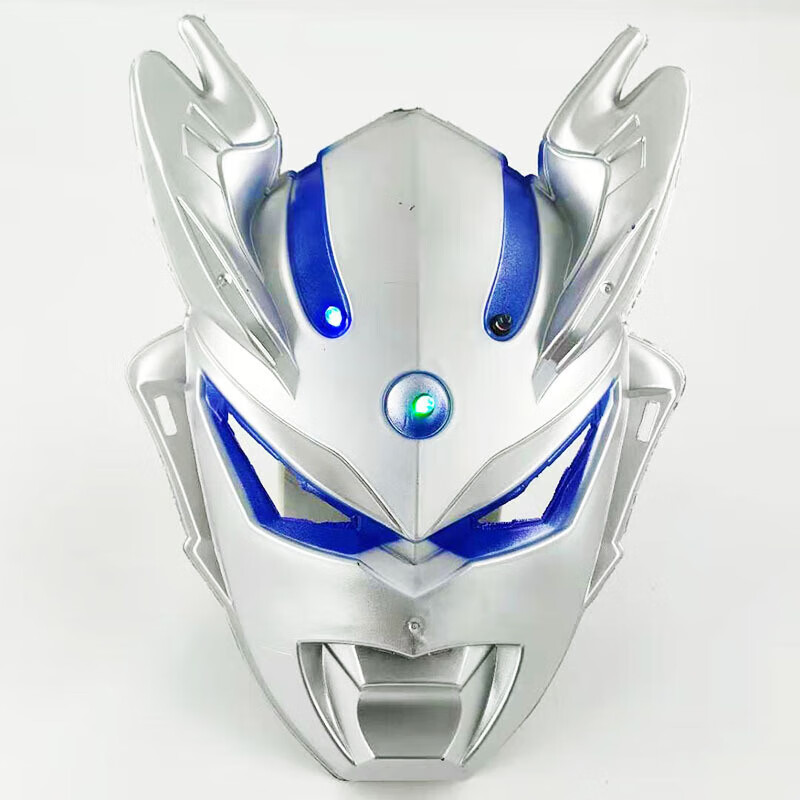 男孩3-5岁发光儿童卡通奥特曼动漫面具套装魔法棒派对 发光罗索银色