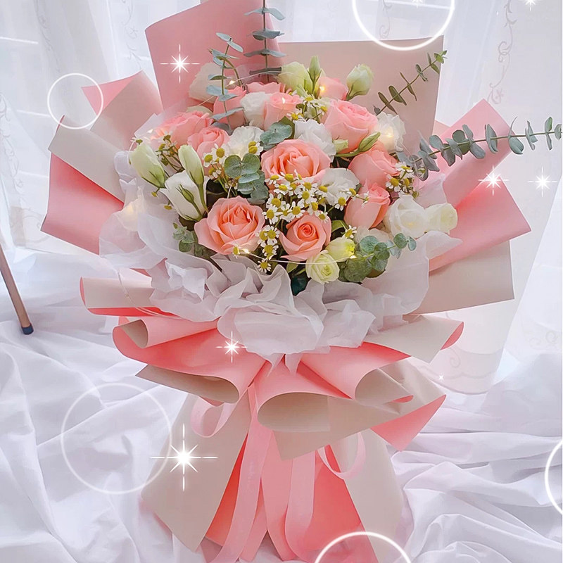 爱清清吉林长春粉红玫瑰花束鲜花速递同城松原四平辽源生日配送花店