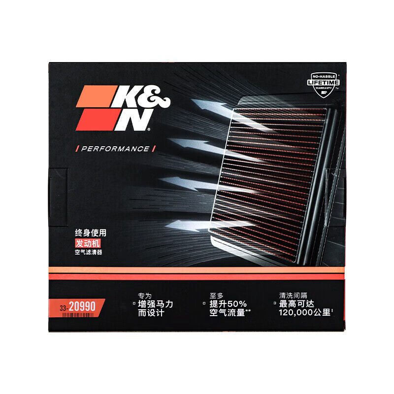 K&N高流量空气滤芯滤清器格适用宝马1系/2系/3系/4宝马空滤33-20990