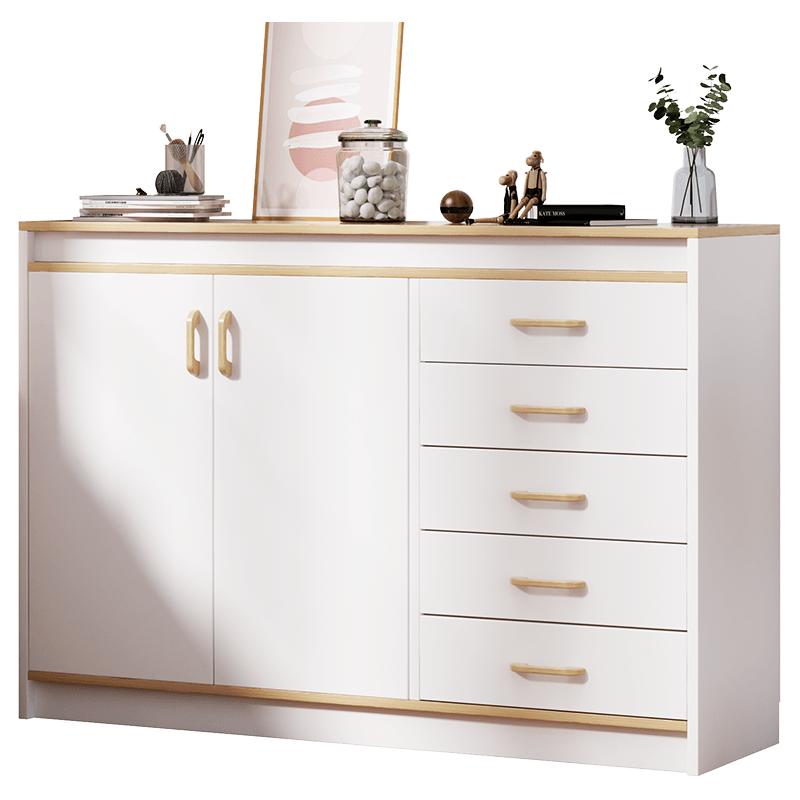 第一森林斗柜收纳柜卧室储物抽屉柜五斗柜现代简约小户型床头柜柜子 【款式一】田园橡木色+暖白色 119cm