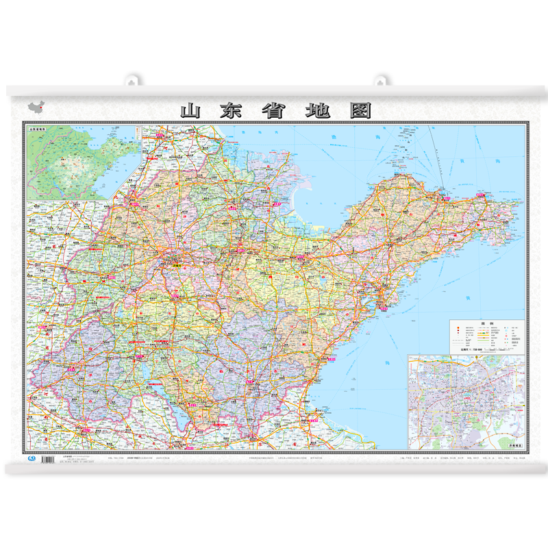 山东省地图挂图2022版带杆约1.1*0.