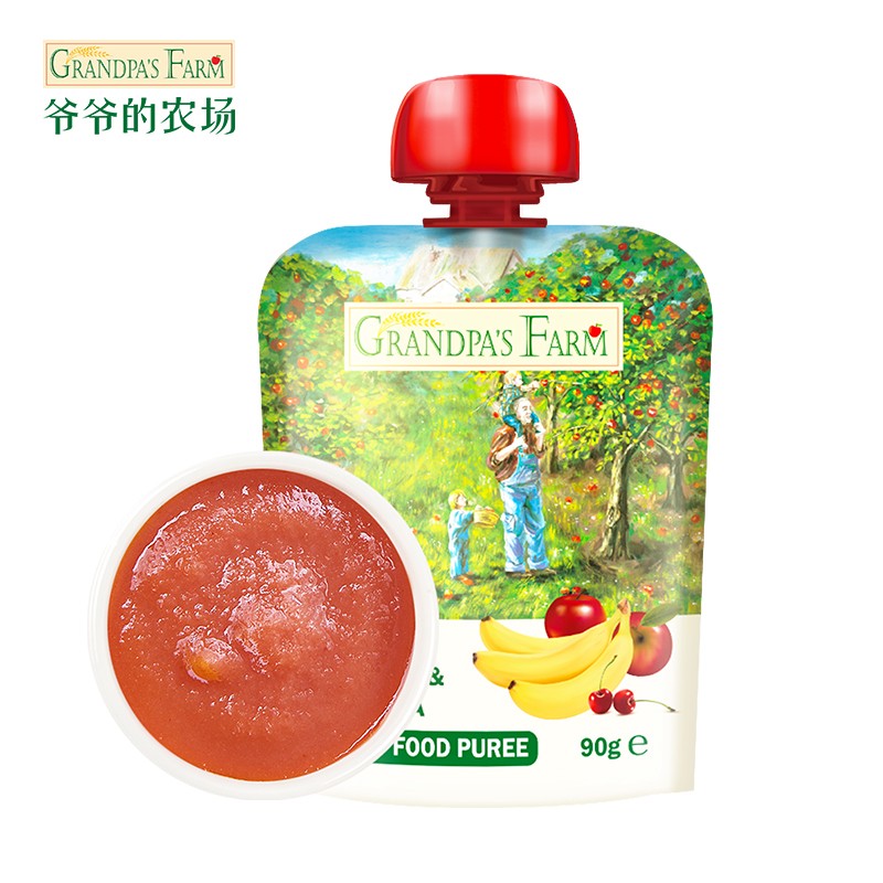 爷爷的农场(Grandpa's Farm)宝宝进口果泥宝宝儿童零食泥果汁泥吸吸乐苹果樱桃香蕉泥90g