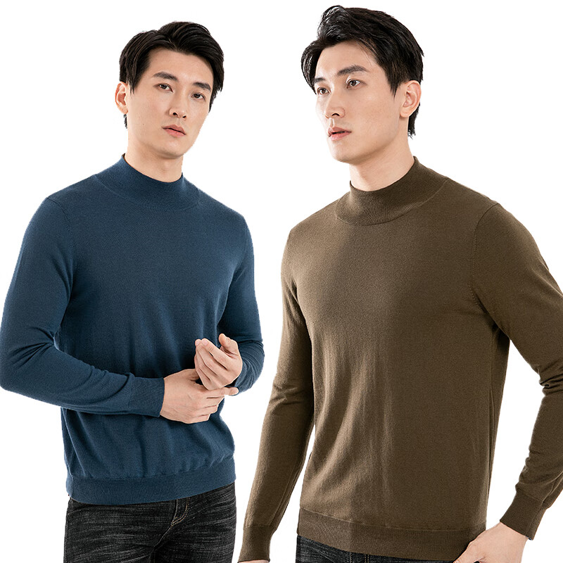 德凯佳男式双面半高领毛衣加厚两面穿秋冬针织衫男 油宝兰/陆军绿 M 京东折扣/优惠券