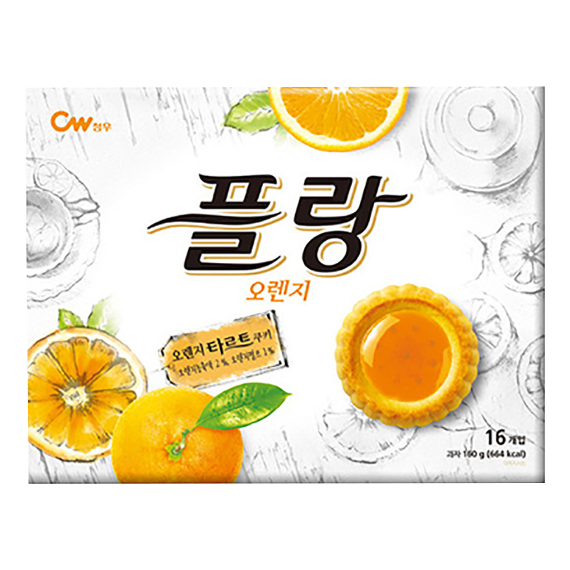 韩国进口 CW青佑 鲜橙派 曲奇饼干夹心糕点小吃零食早餐代餐饼干蛋糕160g