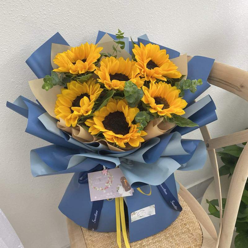 向日葵花束鲜花速递同城配送表白老公父亲闺蜜同事生日礼物 6朵向日葵