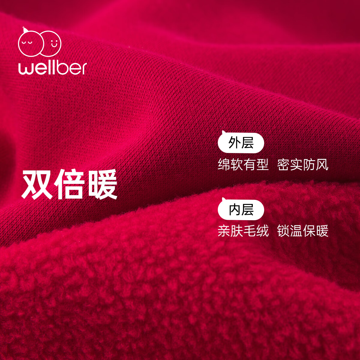 威尔贝鲁（WELLBER）儿童卫衣2024秋冬款新年拜年上衣保暖男女童套头长袖休闲童装 翻领卫衣【新年红】 110