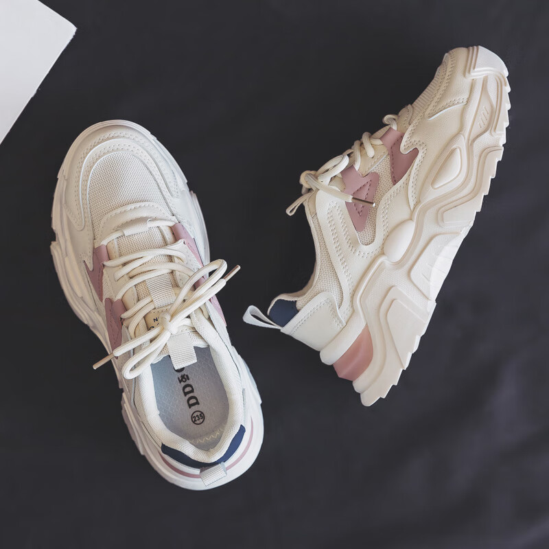 凤高(fenggao)秋季透气运动鞋女款2023新款夏款百搭老爹鞋休闲小白鞋