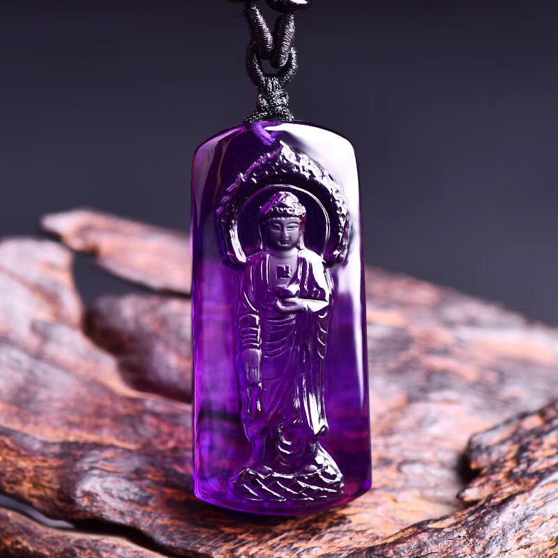 慈灵阁 紫水晶本命佛吊坠阿弥陀佛菩萨生肖属狗属猪人守护神项链挂件