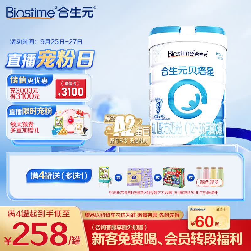 合生元（BIOSTIME）贝塔星 幼儿配方奶粉 3段(12-36个月) 法国原装原罐进口 900克使用感如何?