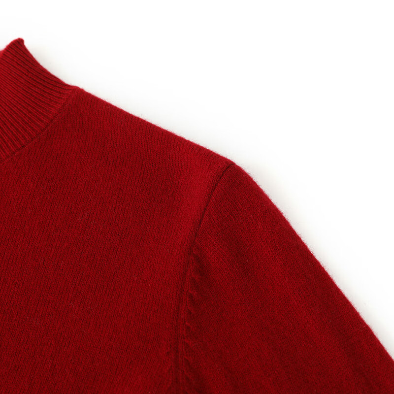 恒源祥纯羊毛衫半高领针织衫上衣女秋冬新款纯色套头保暖内搭打底衫毛衣 枣红 M /165/88A