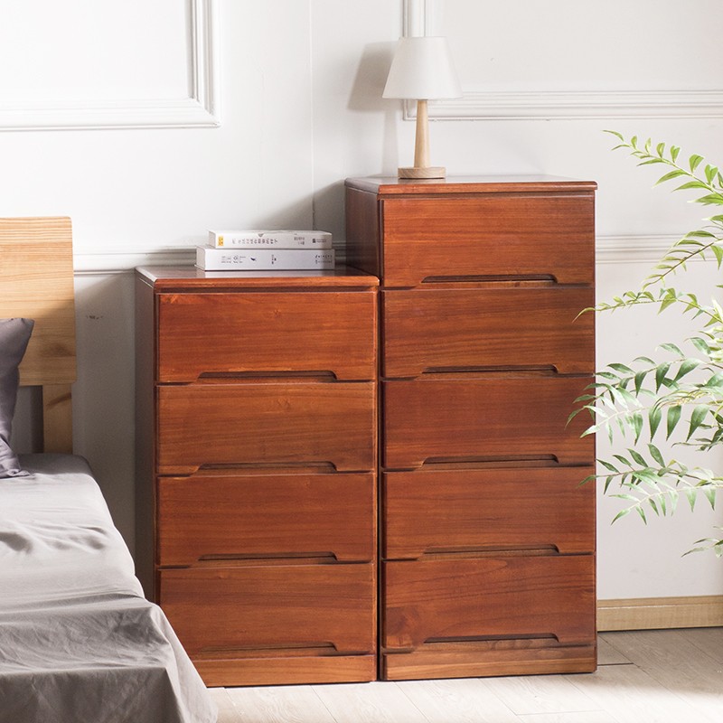 仟艺绘全实木斗柜客厅收纳柜卧室床头柜抽屉柜子多功能五斗柜多层储物柜 窄四斗白【长45*宽40*高82cm】