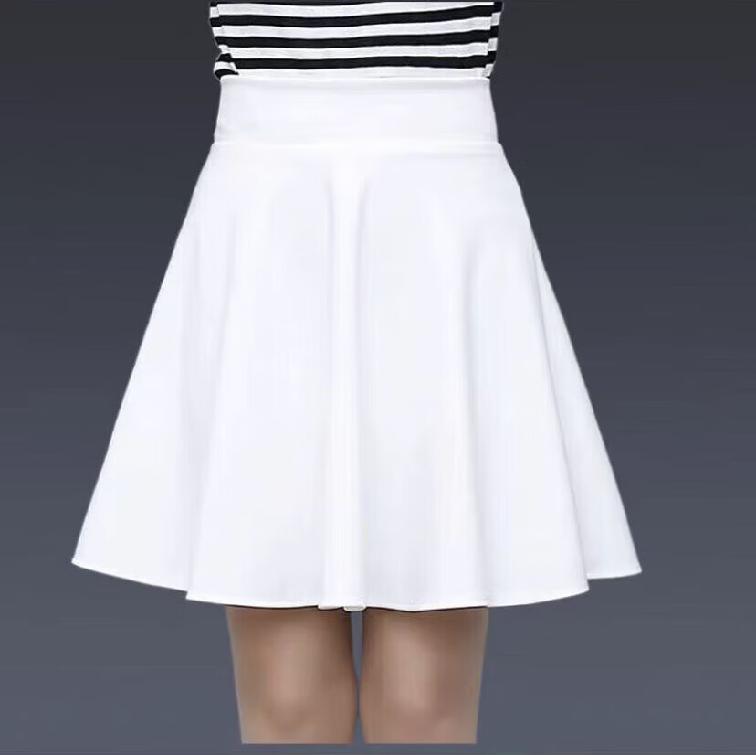 洱櫻跳舞穿的廣場(chǎng)舞夏季短裙女舞蹈服半身裙子紅色防走光水兵舞裙帶口 白色-45cm（防走光） L .