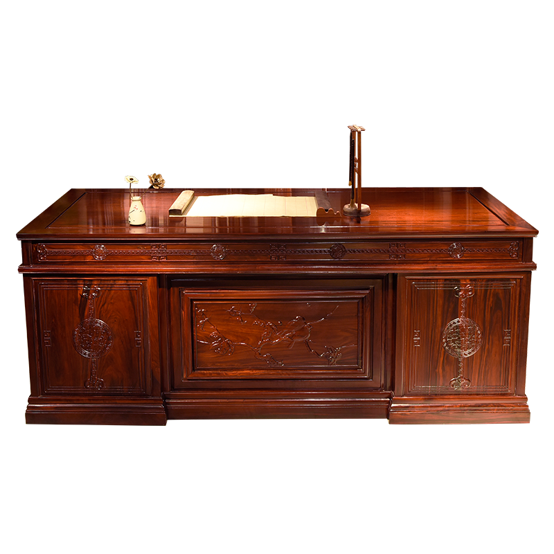 品木客 非国标红木东非酸枝(学名:古夷苏木)办公桌老板书桌组合新中式电脑桌书桌仿古写字大班台实木家具 1.6米办公桌+椅子