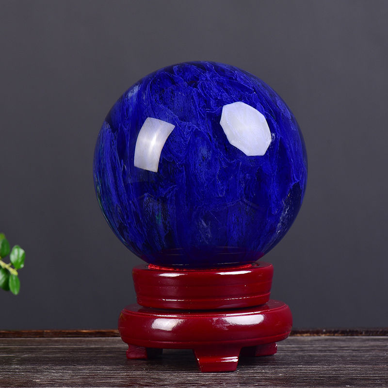 缘蓓云蓝色水晶球凤水球客厅家居办公室装饰品摆件开业礼品 蓝色水晶