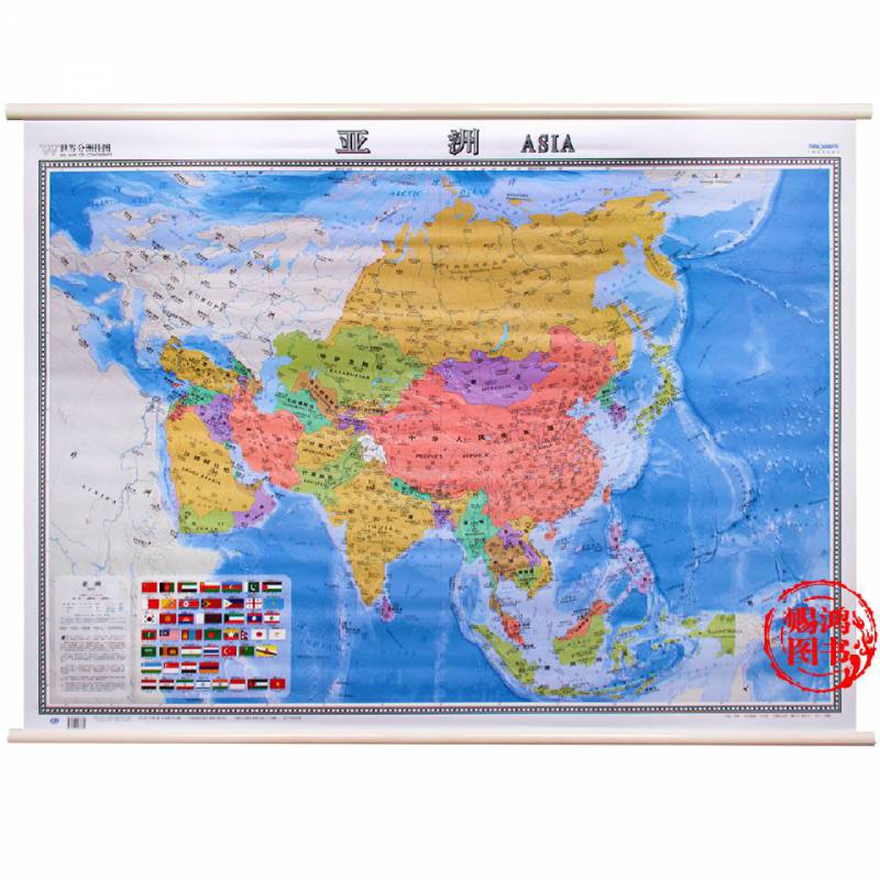 【挂墙地图】亚洲地图挂图 1.2x0.9米高清覆膜无缝整.