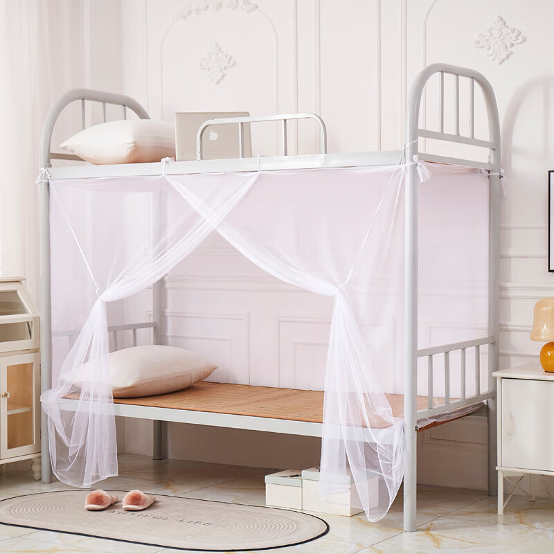 35米三门出租屋 单开门白色防尘绑带蚊帐  挂钩 宽90*长190cm高160