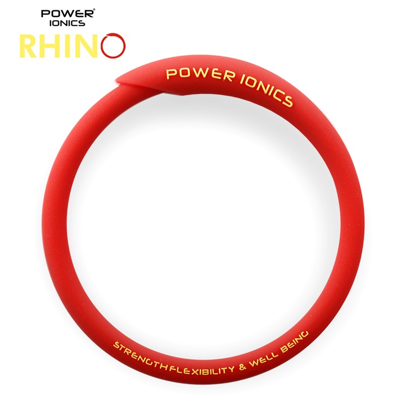 power ionics潮牌RHINO犀牛男女情侣负离子能量手环时尚防水运动手镯饰品礼物 红色 小码(内圈周长17厘米)