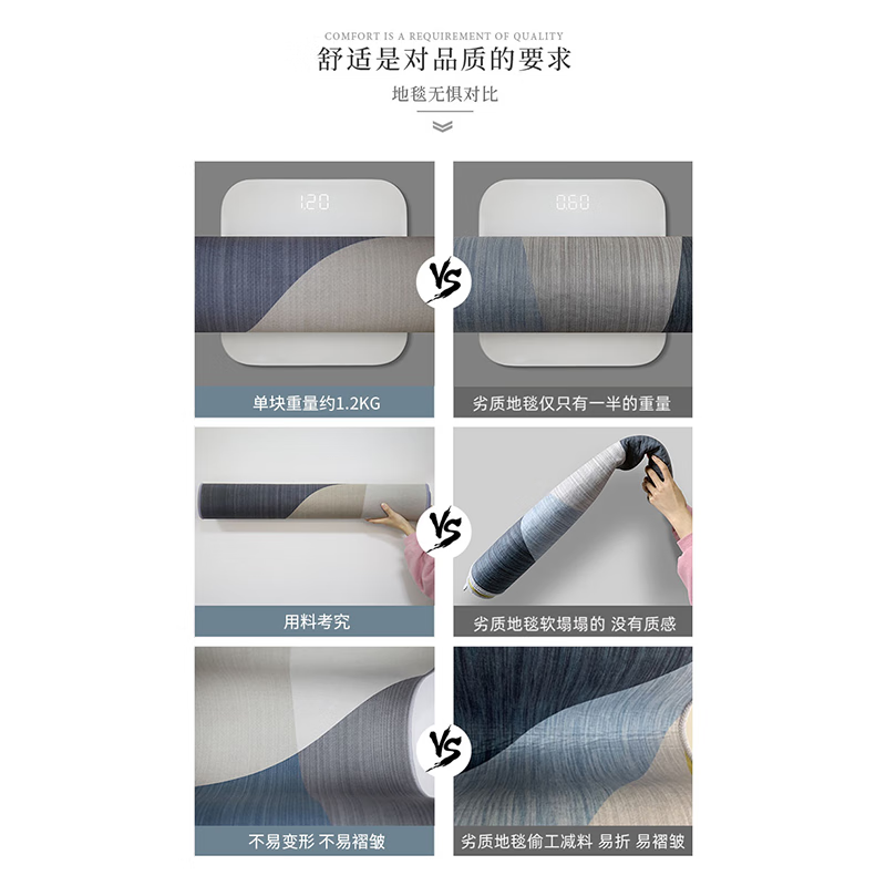 布迪思 地毯客厅地毯卧室高级感日式隔音毯现代极简轻奢满铺侘寂风定制 烟雨 140*200CM