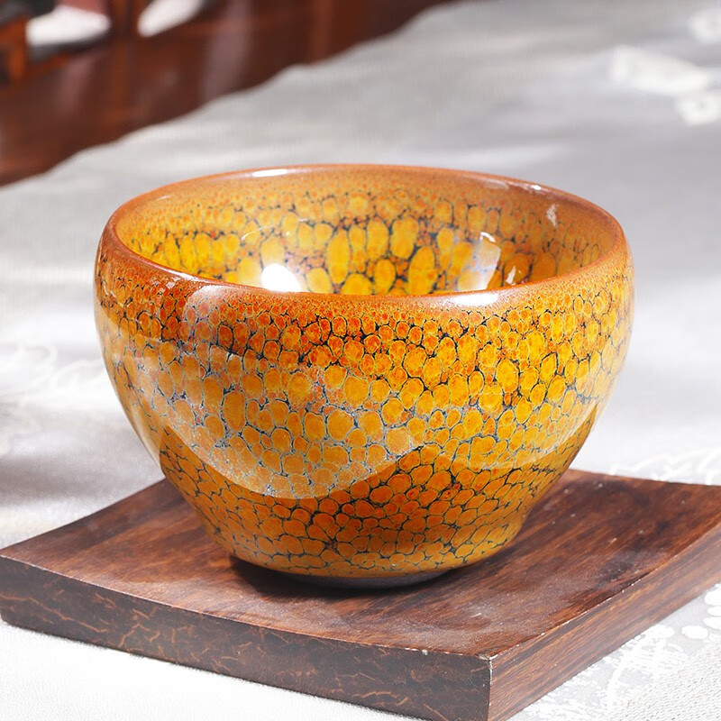 束氏非遗建盏茶盏碗原矿铁胎纯手工茶杯主人杯品茗杯功夫茶具黄鹧鸪斑