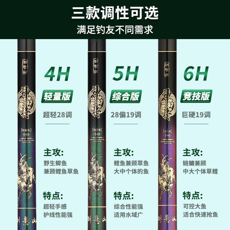 倒悬山神将鱼竿手竿超轻超硬手杆钓鱼竿大物台钓竿鱼杆综合竿钓竿 6.3m 6H 19调 【小鱼直飞大鱼狂拉】