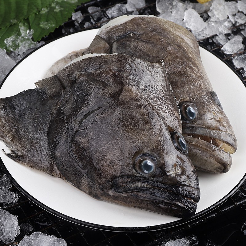 海皇湾鲽鱼头进口深海比目鱼蝶鱼头海鲜水产鲜活新鲜碟鱼头冷冻鸦片