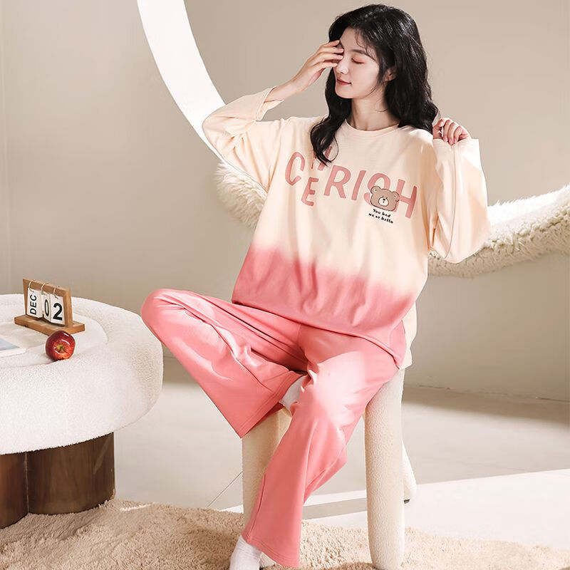鲁伊森罗丽丝睡衣女神女春秋季长袖可外穿家居服秋冬款套装 kl23801 m