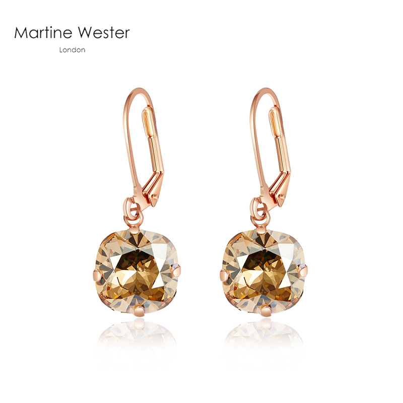 martine wester英国耳饰女百搭简约施华洛方枕水晶耳环耳钉时尚饰品