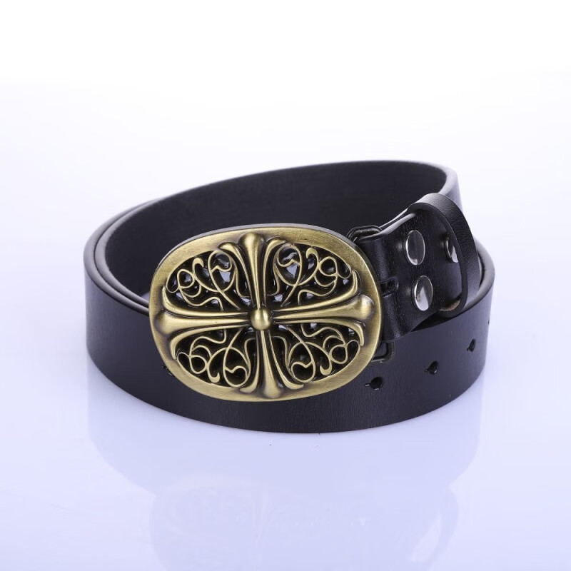 卡贝伯爵 复古皮带花纹青年时尚真皮腰带可拆卸懒人牛皮皮带 1号 105