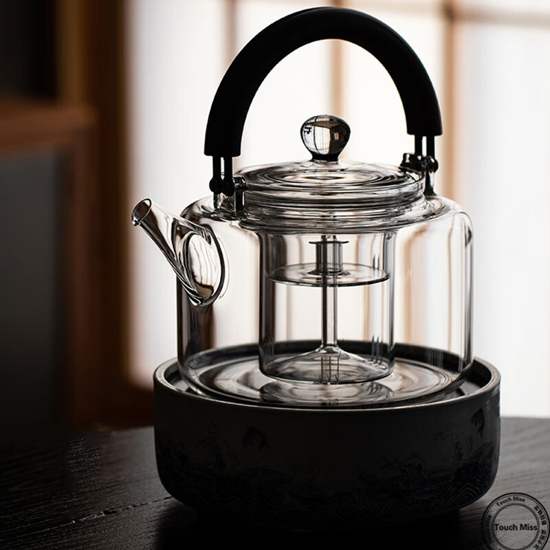 塔驰密司（touchmiss）日式玻璃煮茶壶煮茶器茶水分离蒸煮一体茶壶防烫家用电陶炉烧水壶 星空提梁壶_度给电陶炉