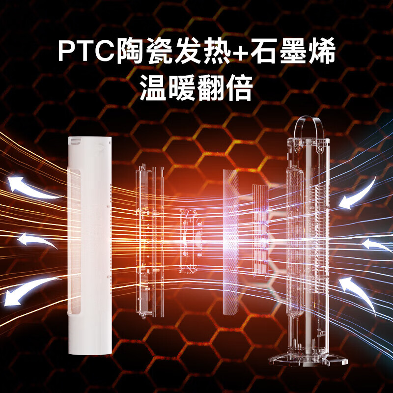 奥克斯（AUX） 取暖器暖风机电暖气电暖器家用节能省电热风机小太阳塔式立式广角办公室卧室 白色-机械【升级石墨烯速热】