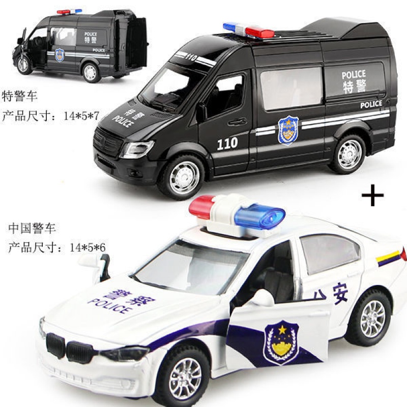儿童合金警车玩具车模型男孩仿真声光回力小汽车特警救护车警车 中国