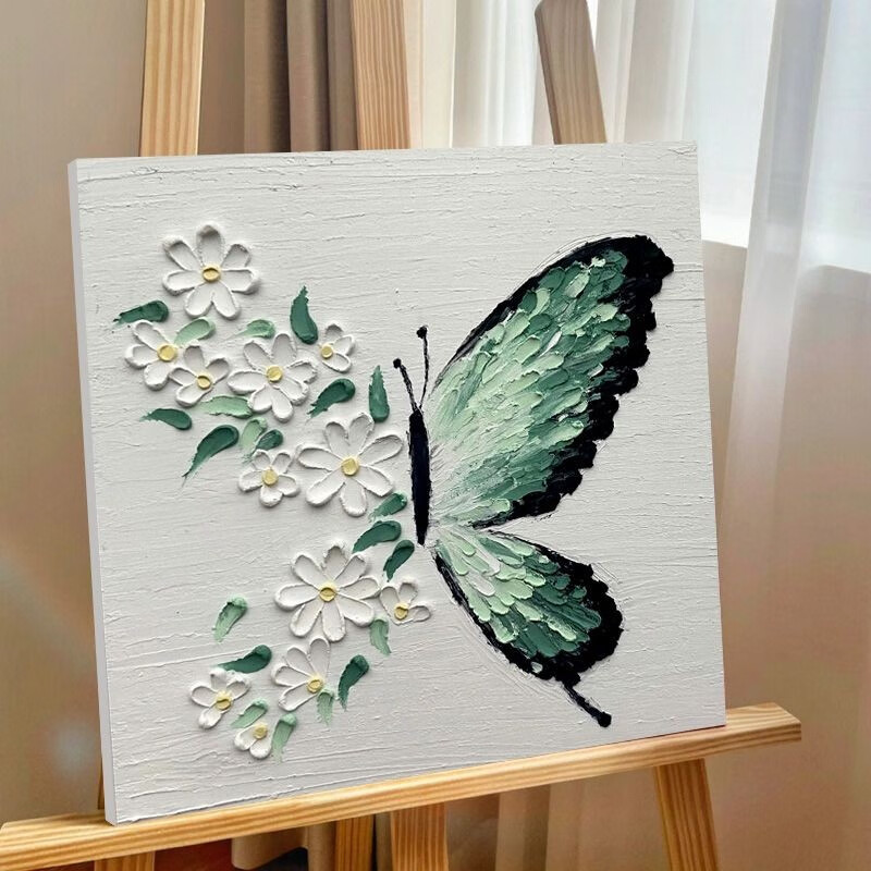 queenjoy蝴蝶肌理画diy数字油画手工自制丙烯石英砂极简装饰画 蝴蝶5